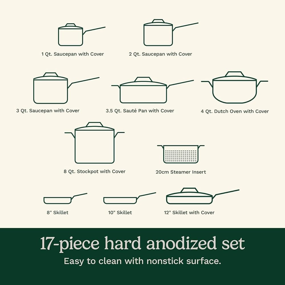 Cuisinart 17-Piece Chefs Classic Nonstick Hard Anodized Set, Black