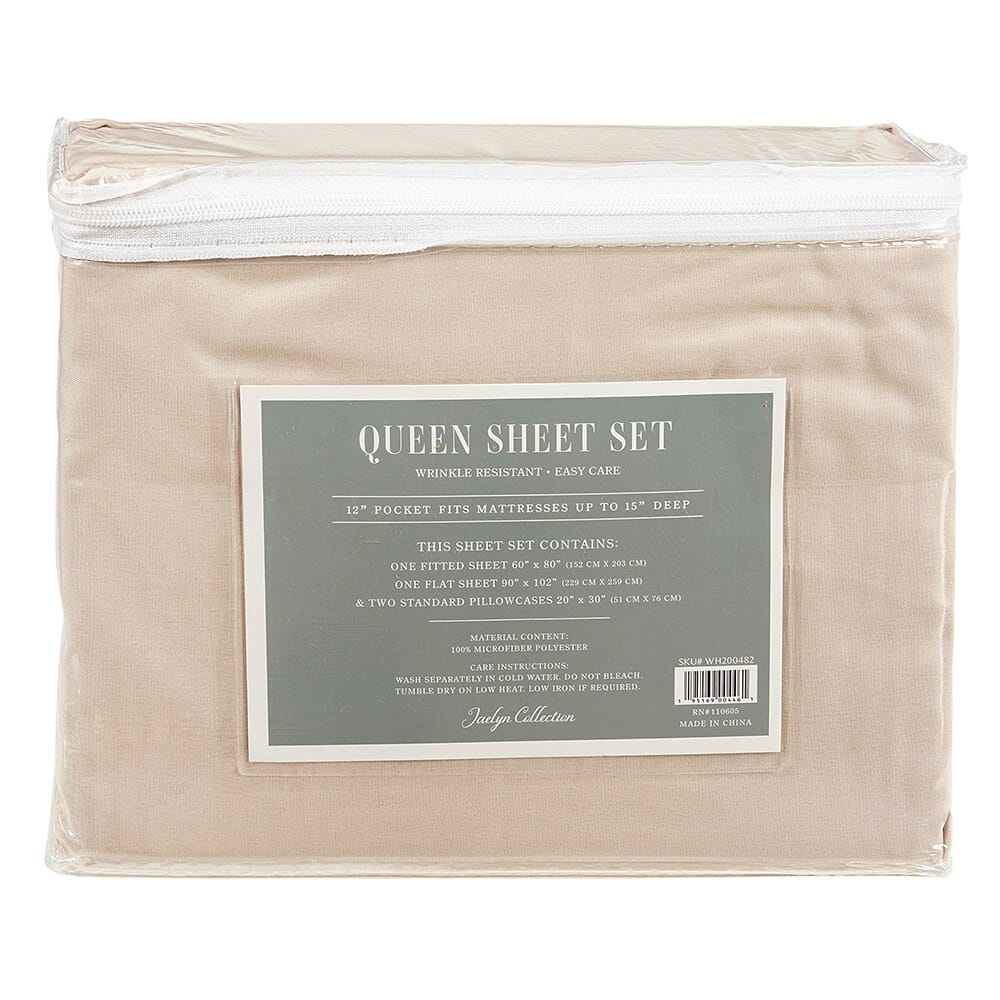 Jaclyn Collection Microfiber Queen Sheet Set, 4 Piece