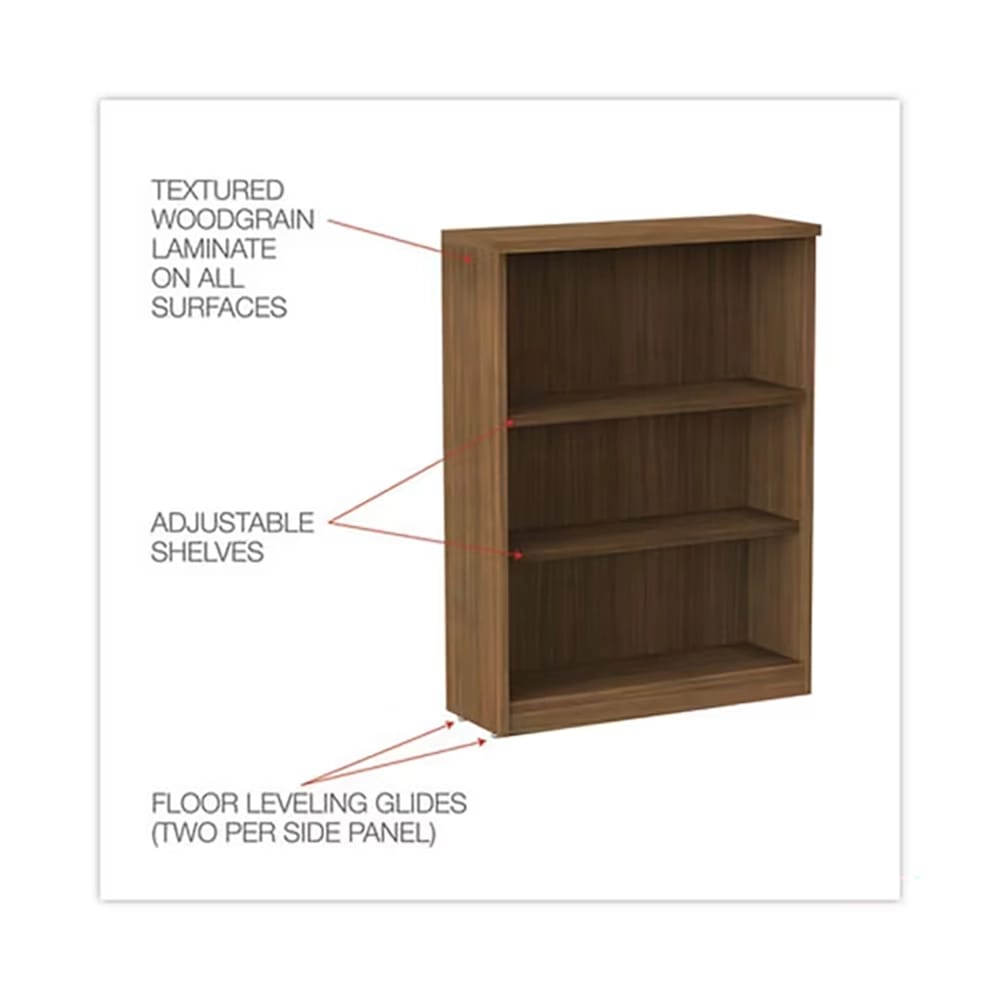 Alera Valencia Series 3-Shelf Bookcase, Walnut