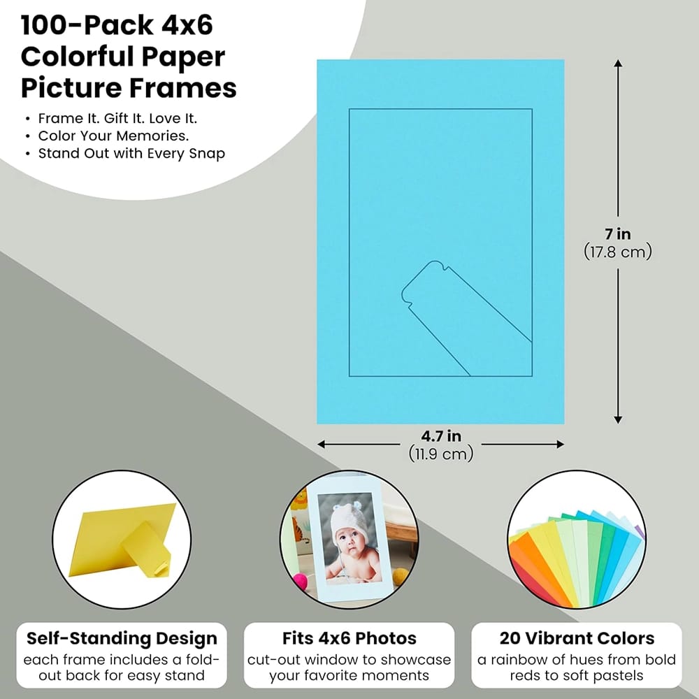 Juvale 4" x 6" Cardboard Picture Frames, 100 Pack