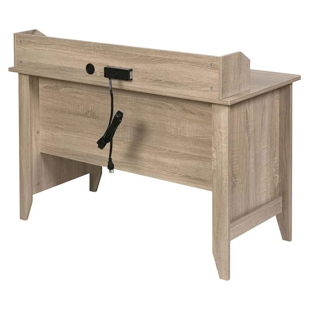 OneSpace Executive Desk with Hutch and USB Charger Hub, Light Oak