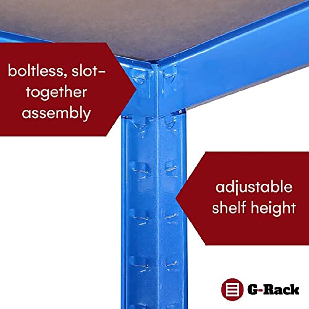 G-Rack 5-Tier Garage Shelving Unit, 30" x 12" x 59", Blue, 2 Count