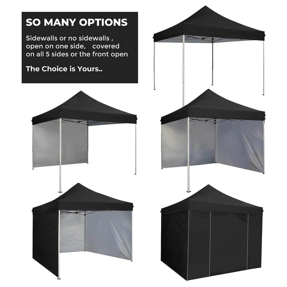 10' x 10' Pop-Up Canopy Tent with 4 Sidewalls, Black