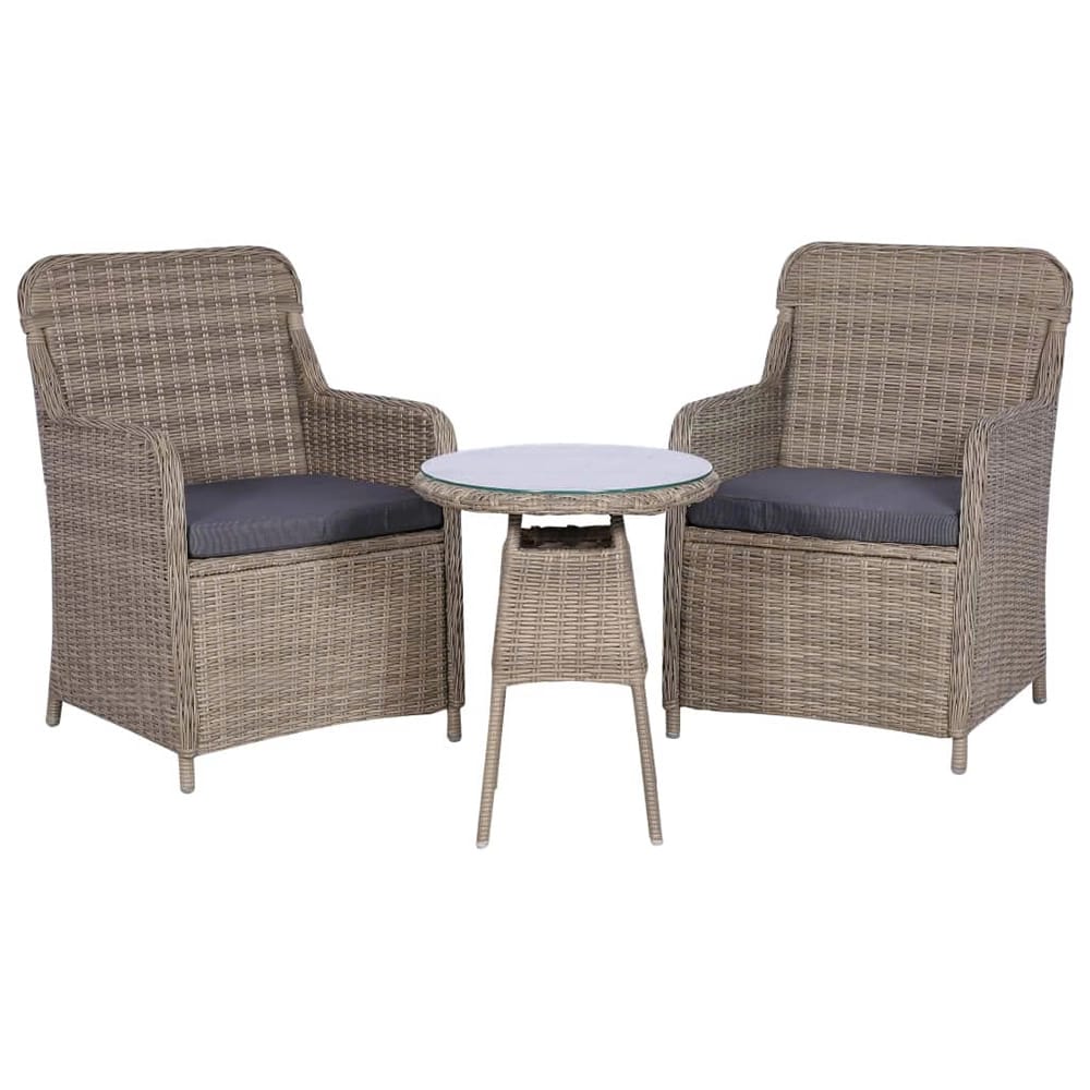 3-Piece Resin Wicker Set, Brown/Gray