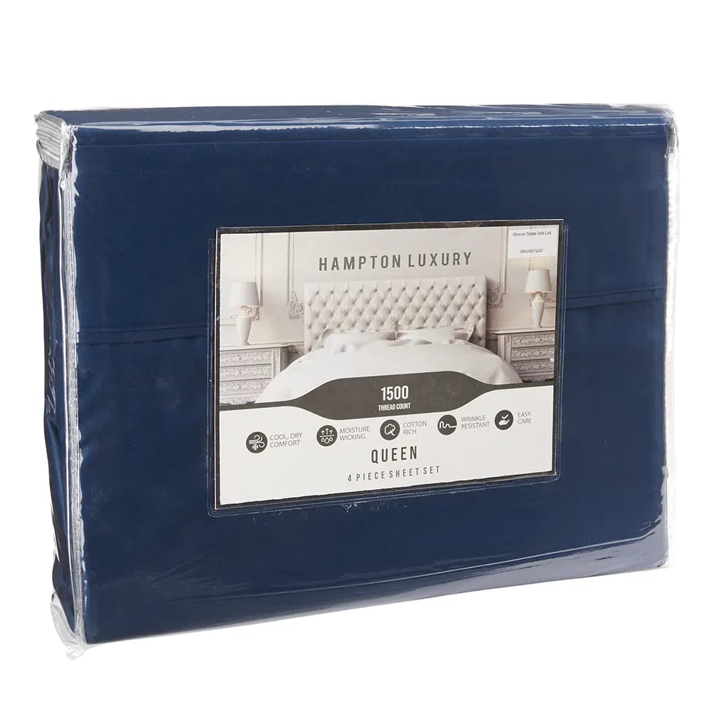 Hampton Sheet Set, Queen, 1500 Thread Count, 4pc