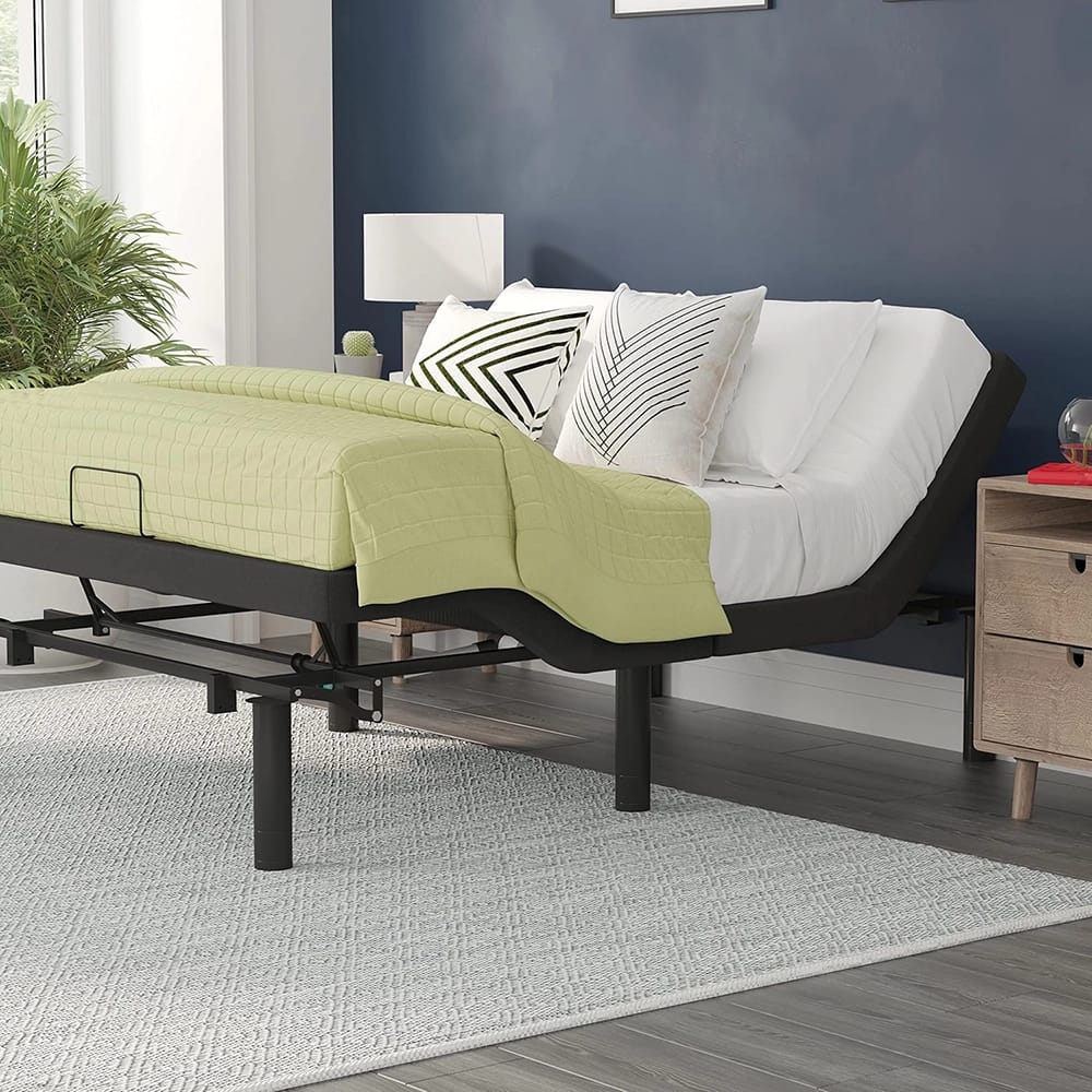 Adjustable Bed Base with Wireless Remote, Black, Full