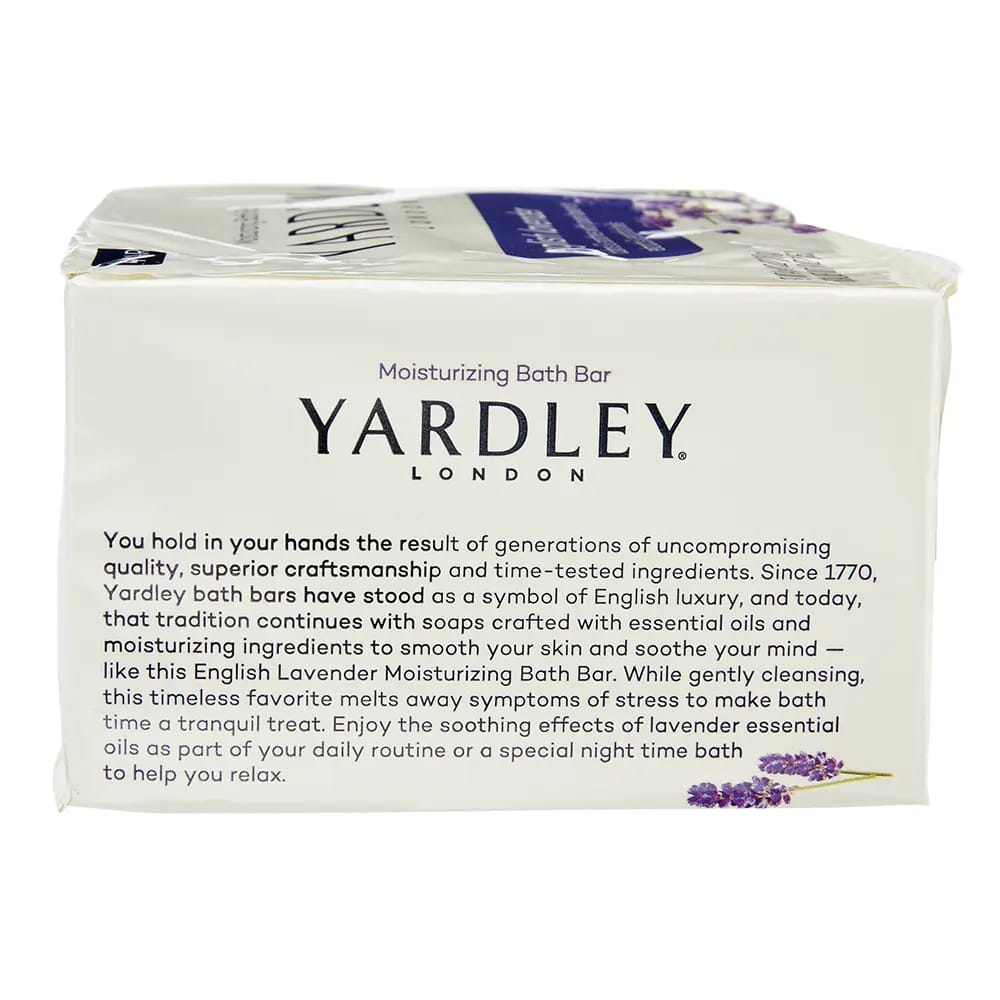 Yardley London Moisturizing English Lavender Bar Soap, 4 Count