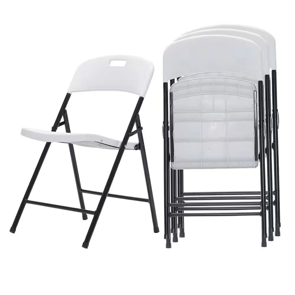 Portable Folding Chairs, White, 4 Pack