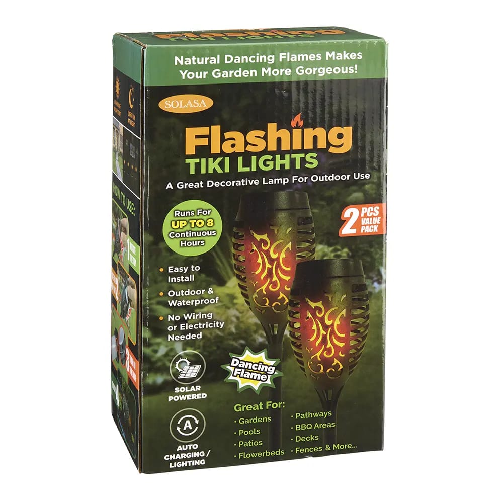 Solasa Flashing Tiki Lights, 2 pk