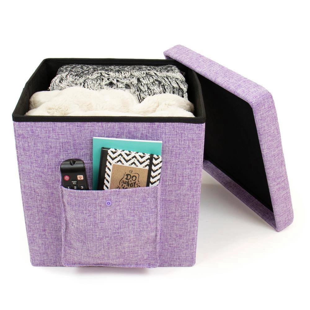 Humble Crew Folding Storage Ottoman Cube, Purple