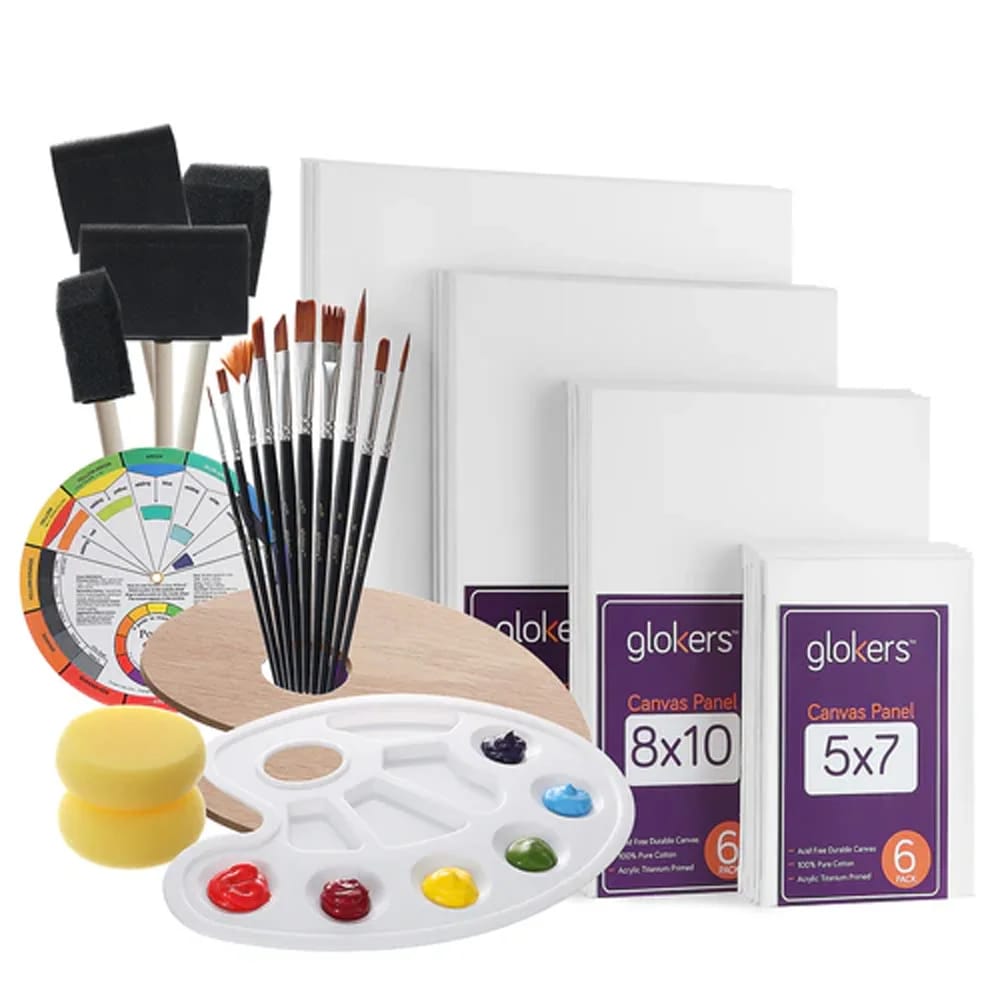 Glokers Canvas Panels Painting Kit, 43-Piece Set