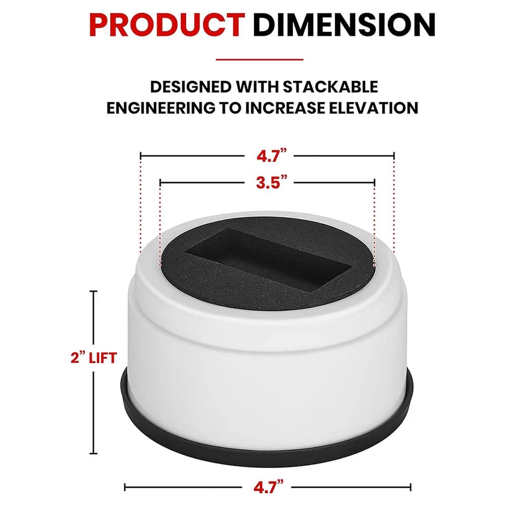 iPrimio Round 2" Bed Risers, 8 Pack, White