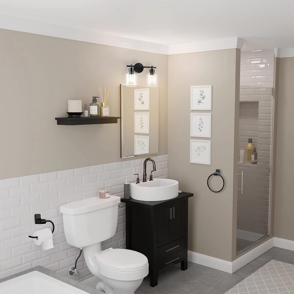 Globe Electric 3-Piece Bathroom Light Set, Black