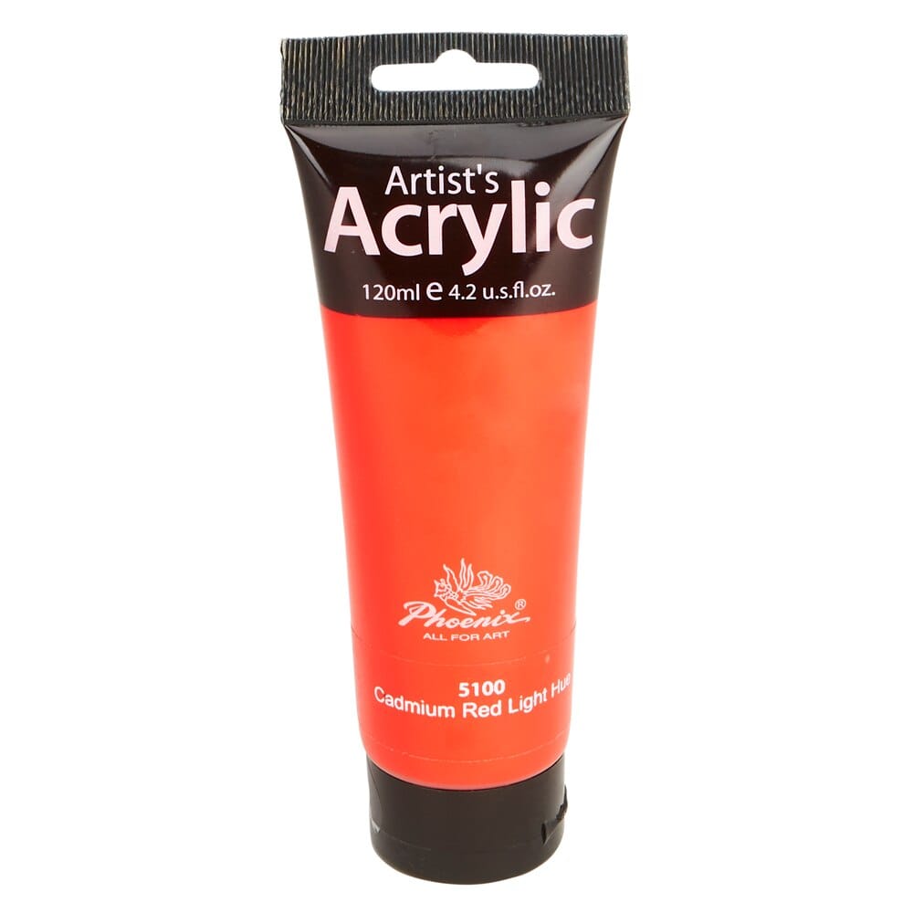 Phoenix Artist's Acrylic Paint, Cadmium Red Light Hue, 120 ml