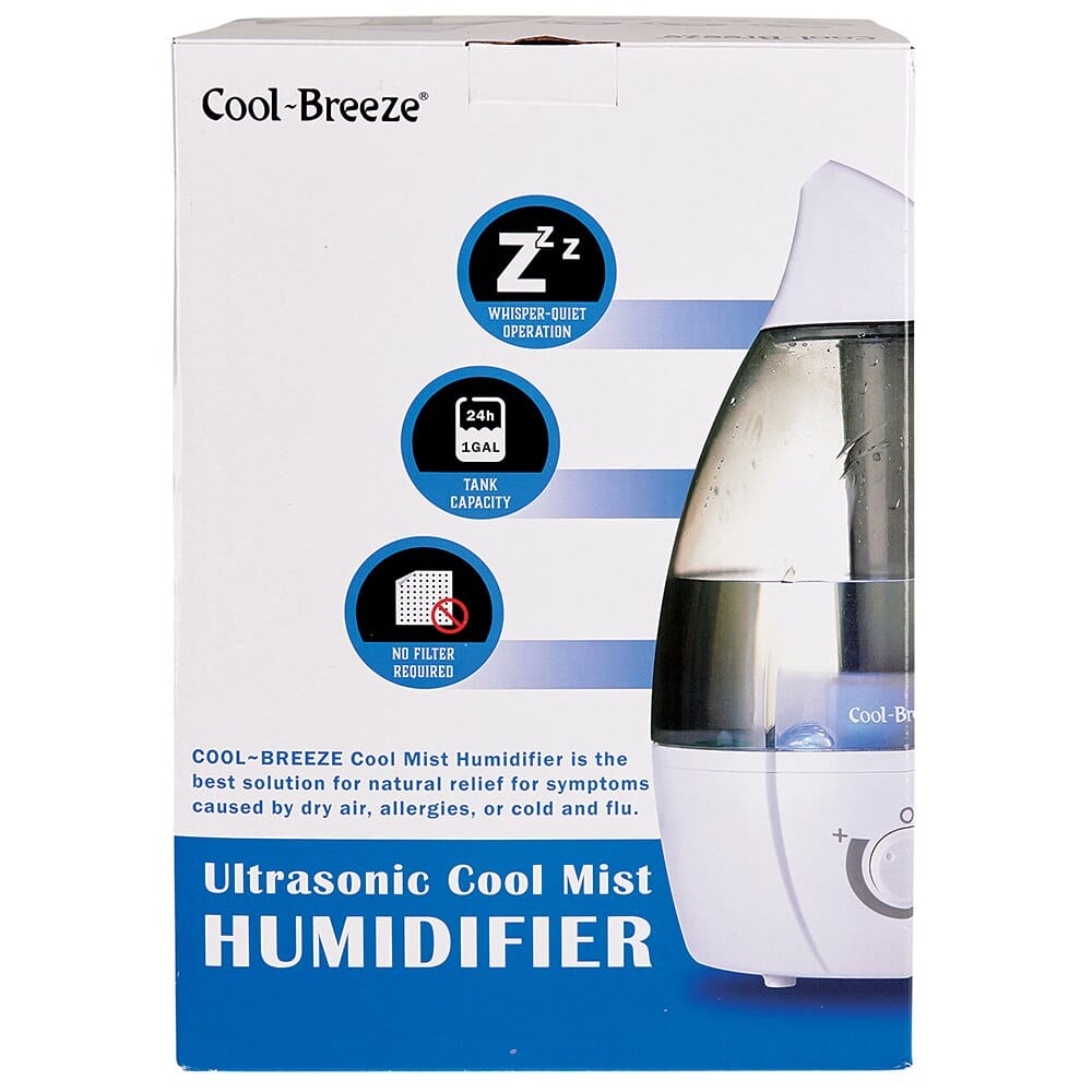 Cool~Breeze 25W Ultrasonic Cool Mist Humidifier, 1 Gal