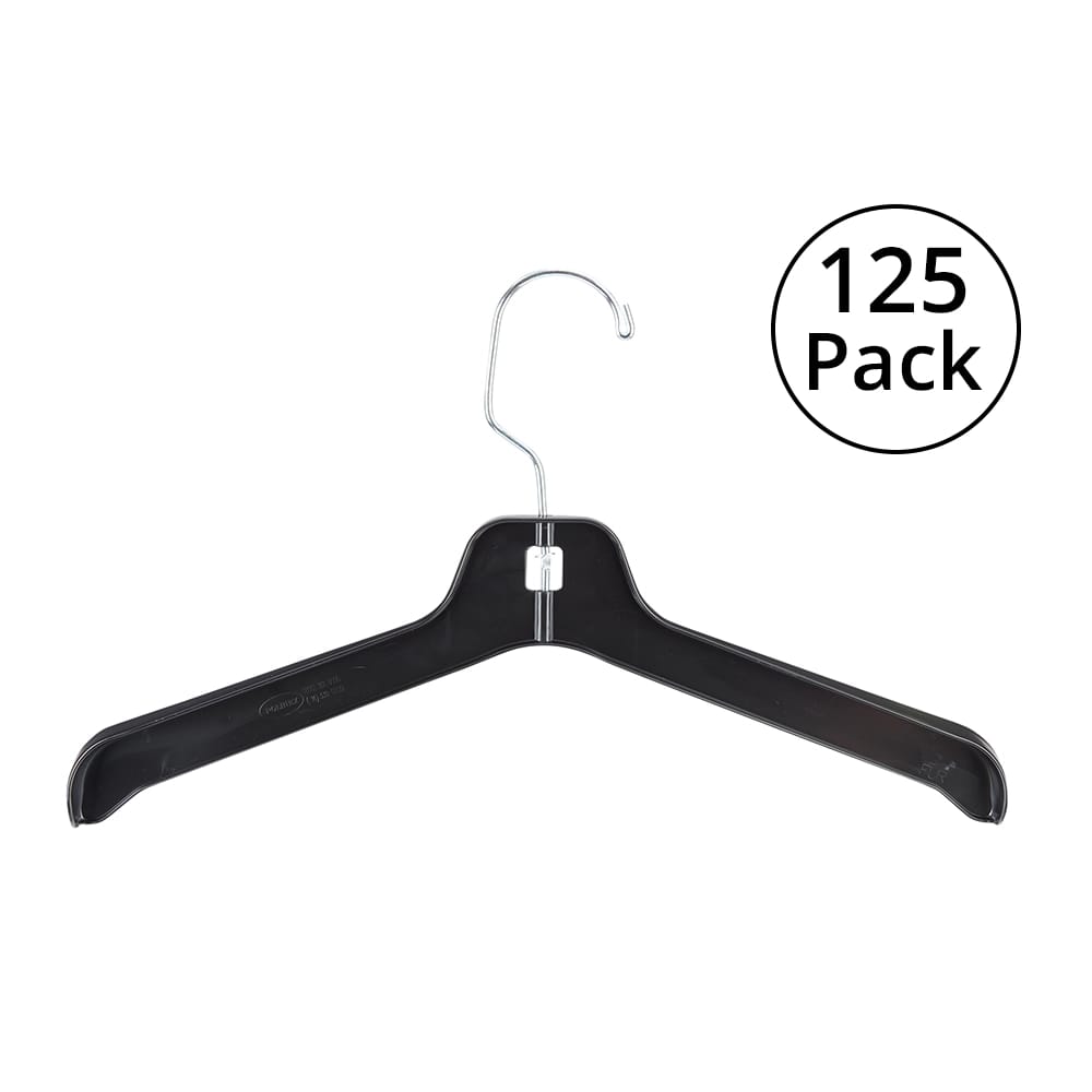 17" Coat Hanger, Black, 125 Pack