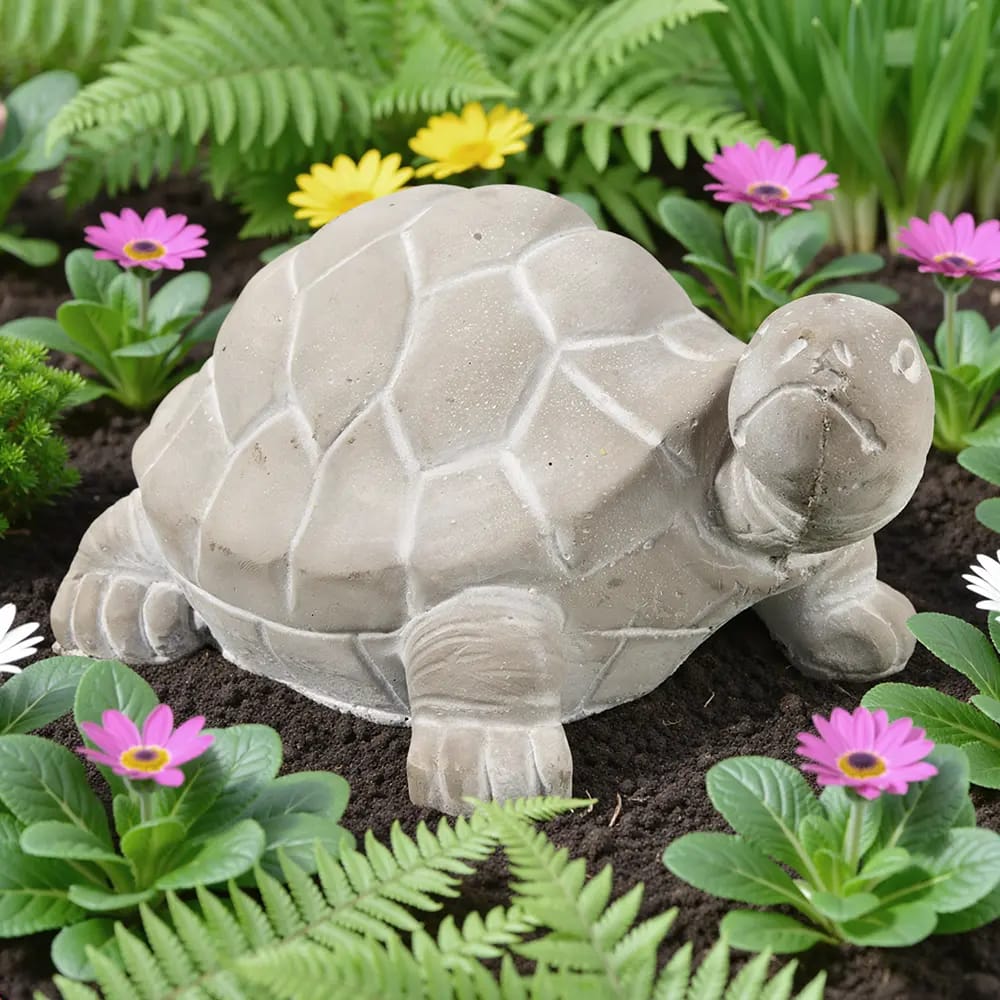 Standing Turtle Cement Statue, Gray