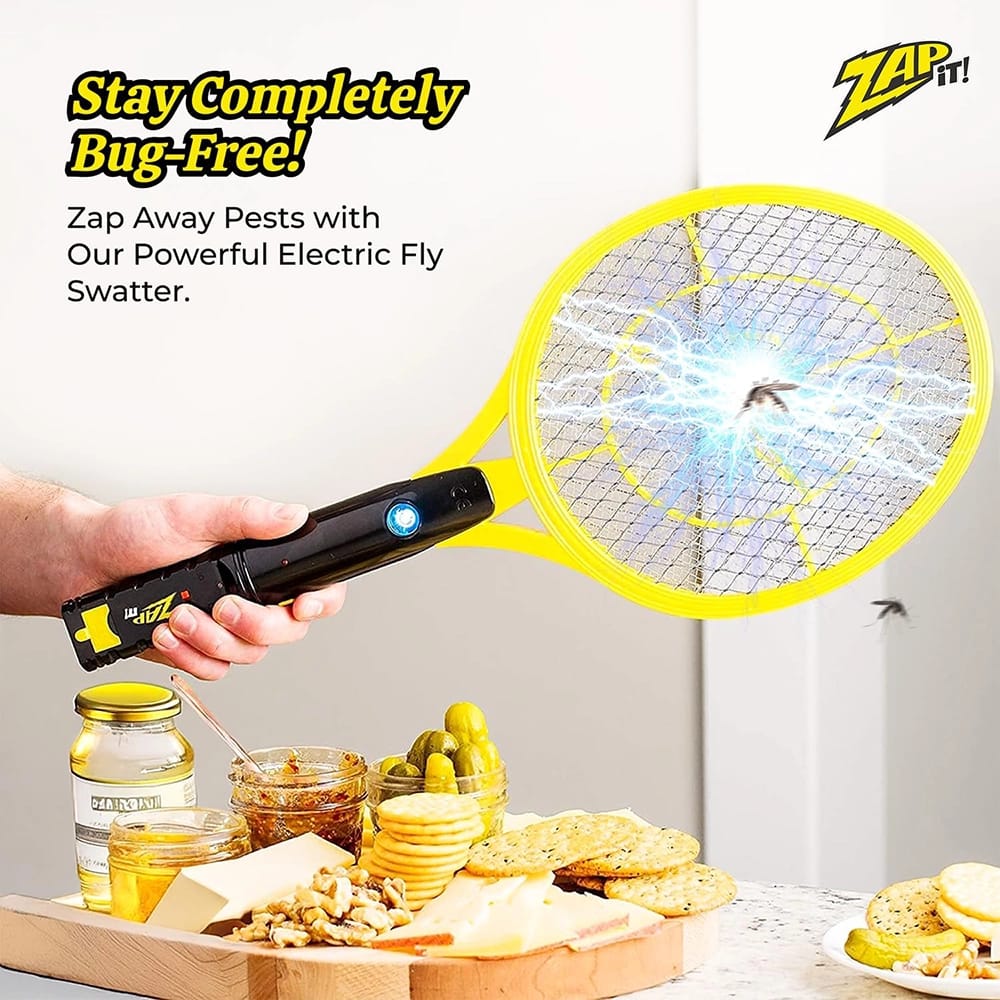 ZAP IT! Rechargeable Electric Fly Swatter Racket, 2 Pack