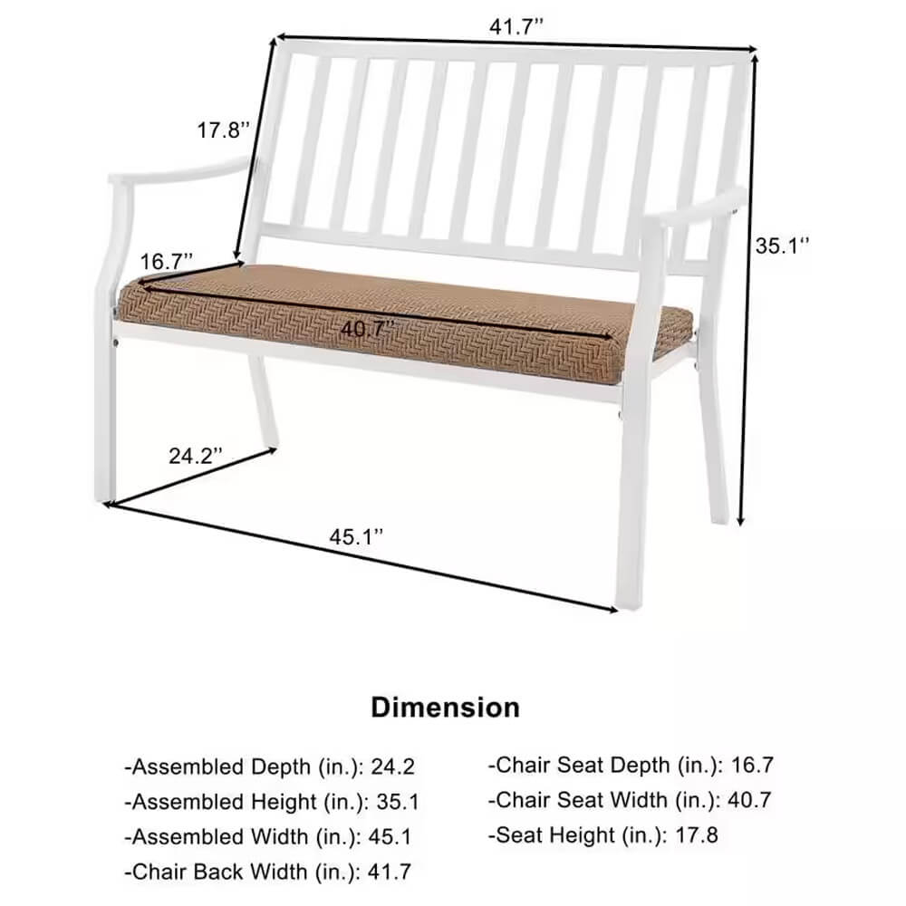 Harbor Point 2-Person Outdoor Bench, White