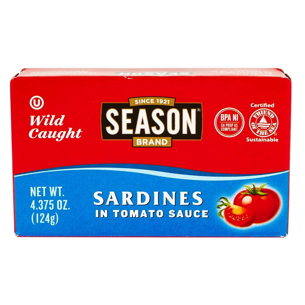 Season Brand Sardines in Tomato Sauce, 4.375 oz