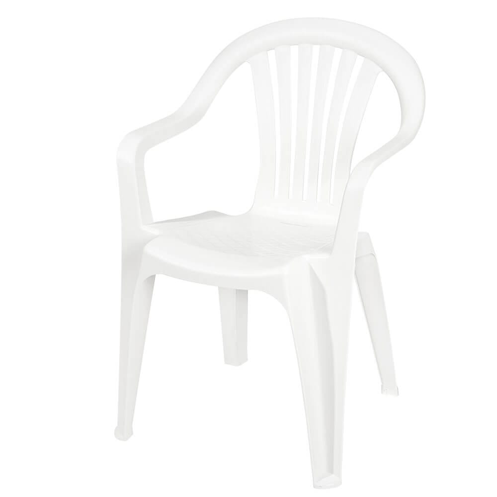 White Mid-Back Stackable Resin Patio Chair