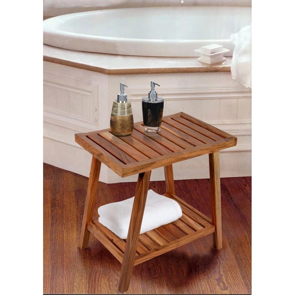 Acacia Wood Bath Bench, Natural