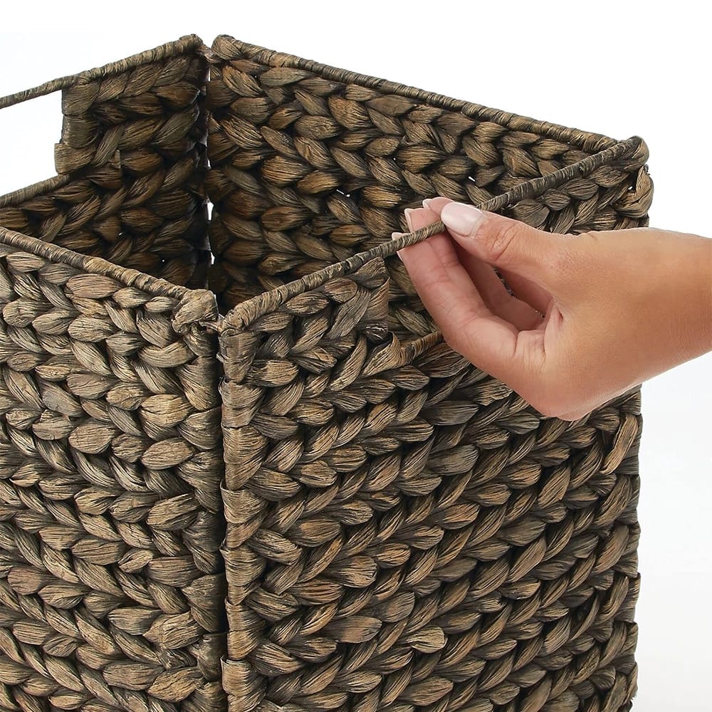 mDesign Woven Hyacinth Cube Organizer Basket, Black, 8 Pack
