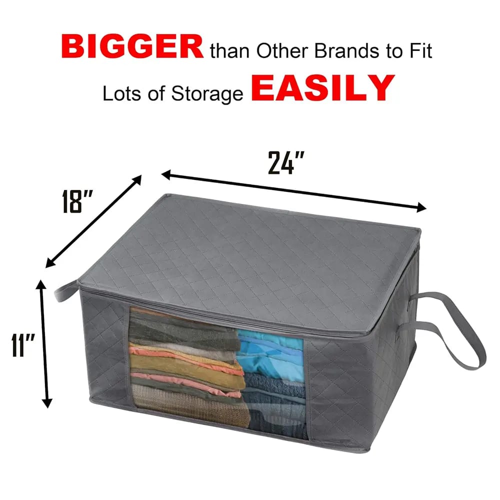 Woffit XL Foldable Storage Bag Organizers, Gray, 3 Pack