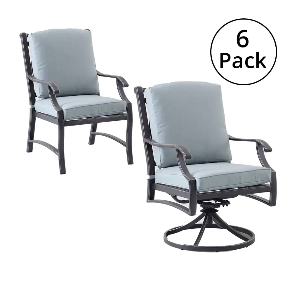 St Charles Patio Chairs, Black/Blue, 6 Pack