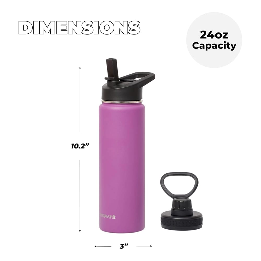 HYDRATE 24 oz Water Bottle, Purple