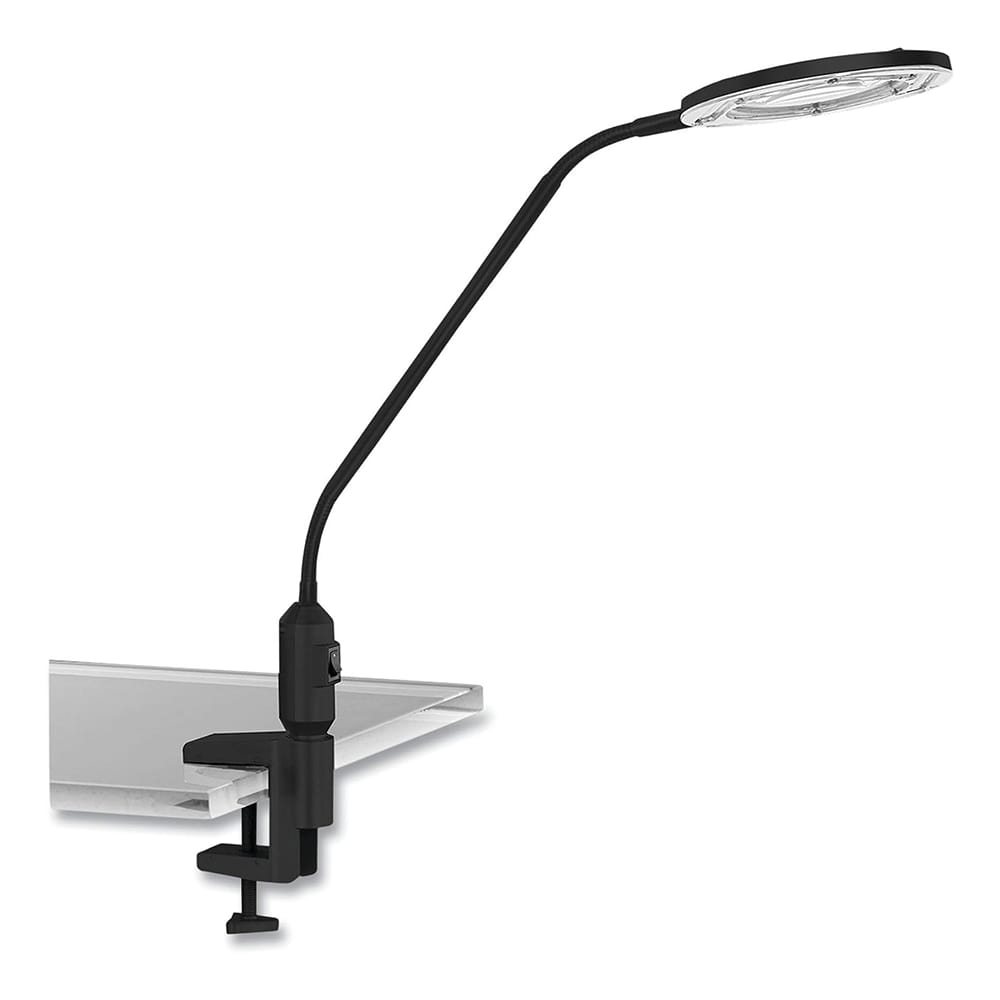 Alera Clamp-On LED Desk Magnifier, Black