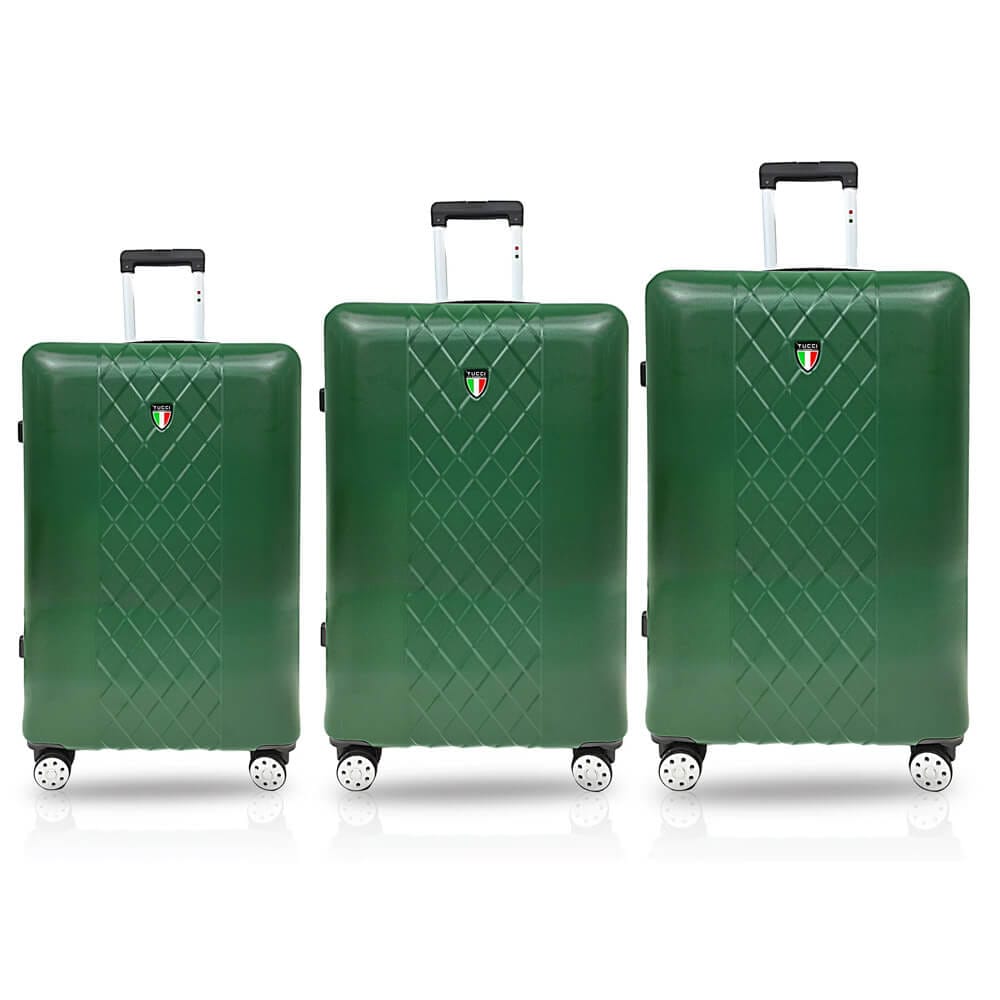 TUCCI Italy Borsetta 3-Piece (20", 24", 28") Luggage Set, Amy Green