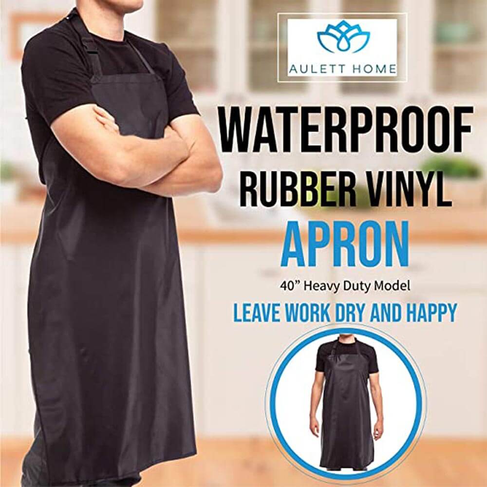 Aulett Home 40" Heavy-Duty Waterproof Vinyl Apron, Black