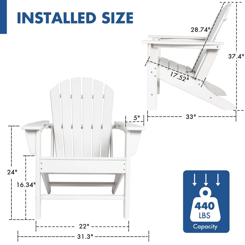 Outdoor All-Weather HDPE Adirondack Chair, White
