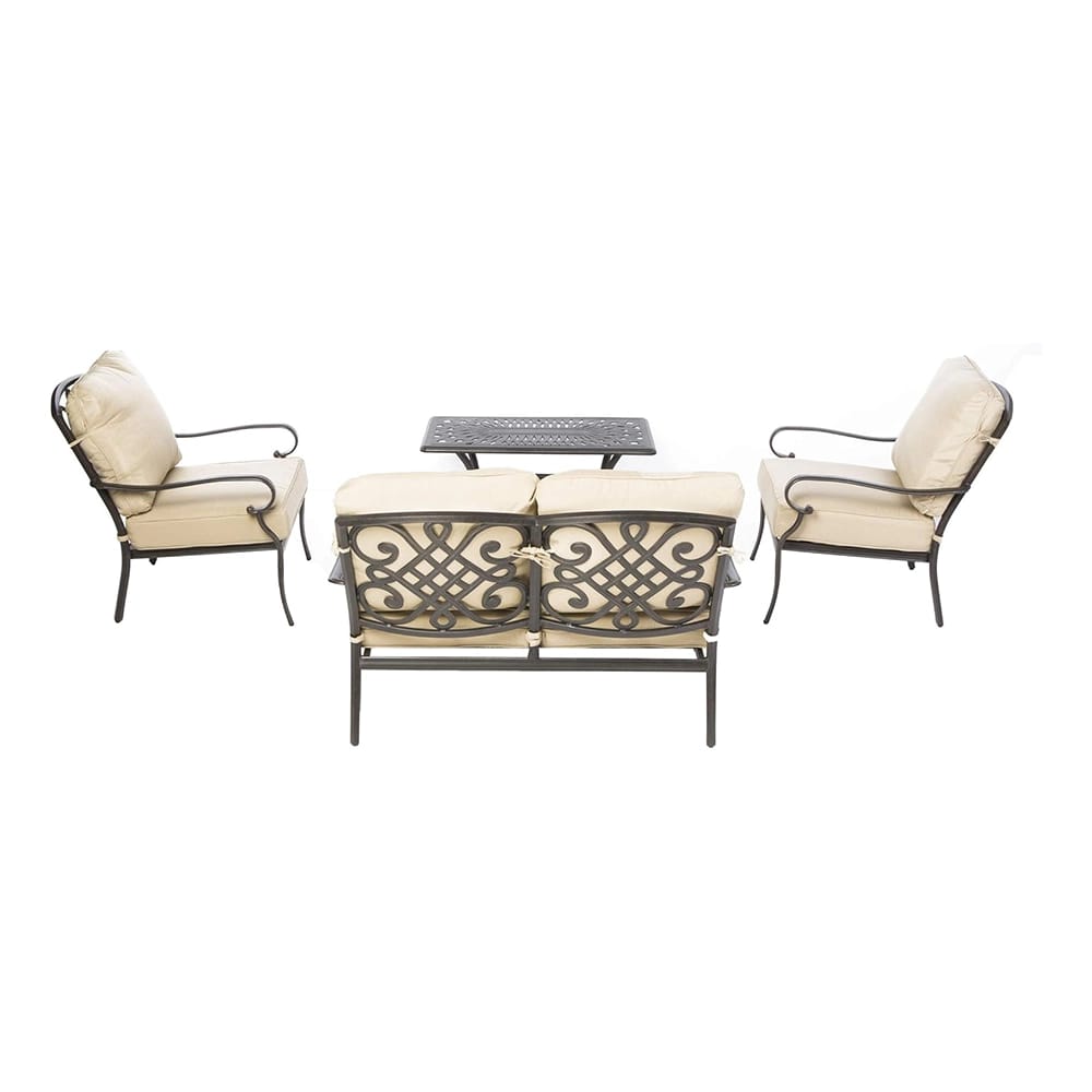 Alfresco Home Newbury 4 Piece Cast Aluminum Seating Set