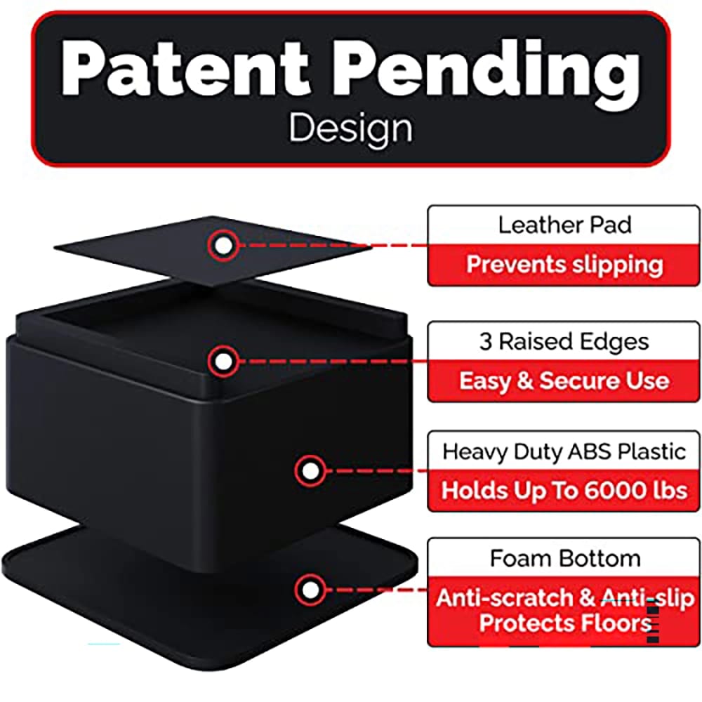 iPrimio Oversized 3" Bed Risers, 6 Pack, Black