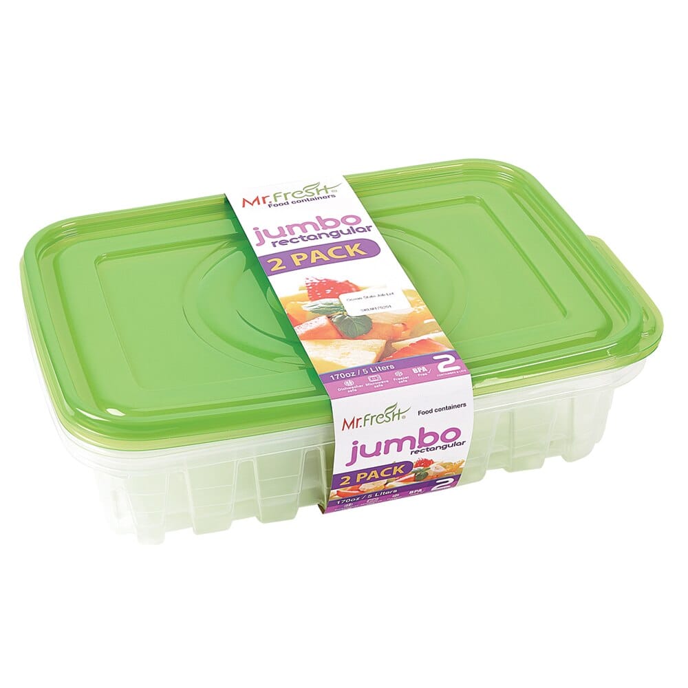 Mr. Fresh Jumbo Rectangular Food Storage Containers, 2 Count