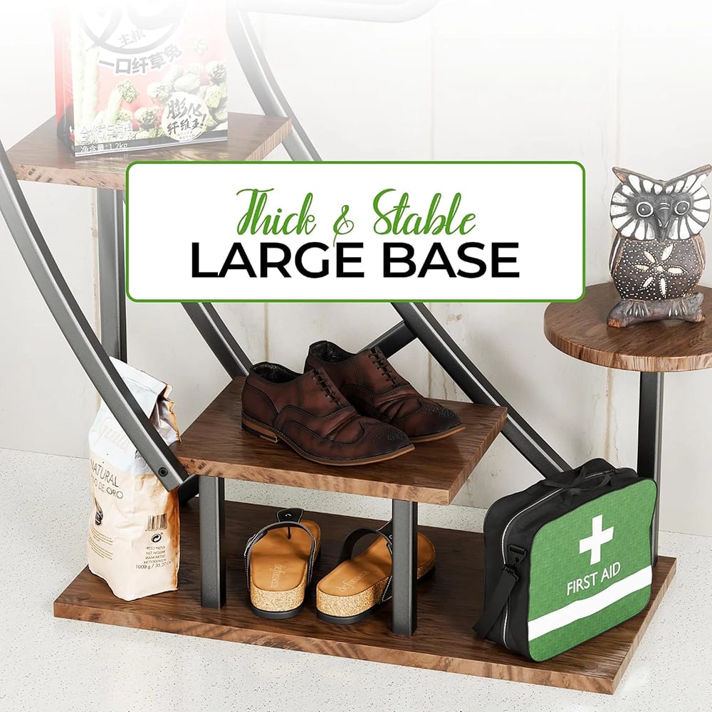 Idzo 6-Tier 9-Potted Steel Wood Plant Stand With Hanger, Brown