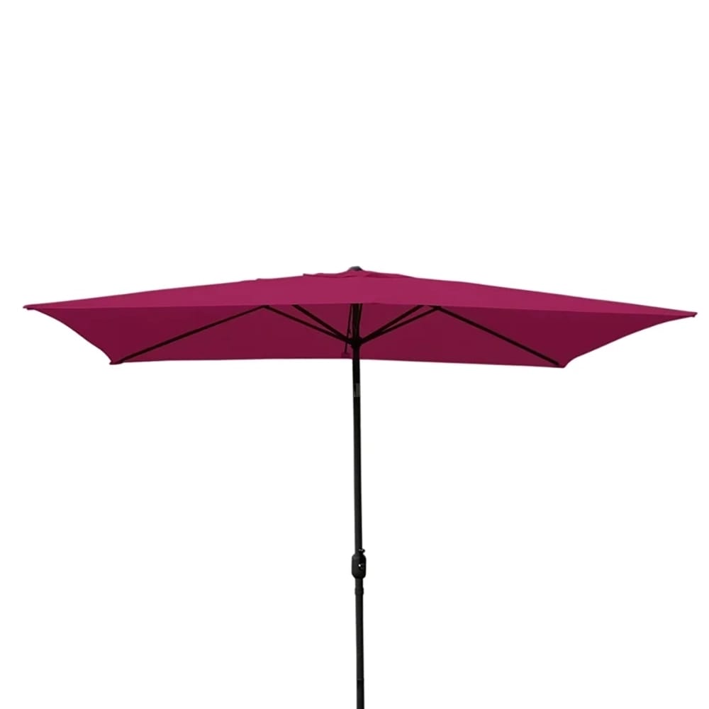Jeco 6.5 x 10 Rectangular Aluminum Patio Umbrella with Tilt and Crank, Burgundy/Black