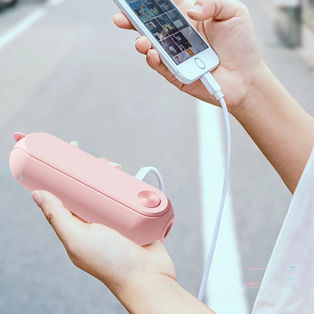StayCool 3-in-1 Folding Mini Handheld Fan, Powerbank and Flashlight, Pink