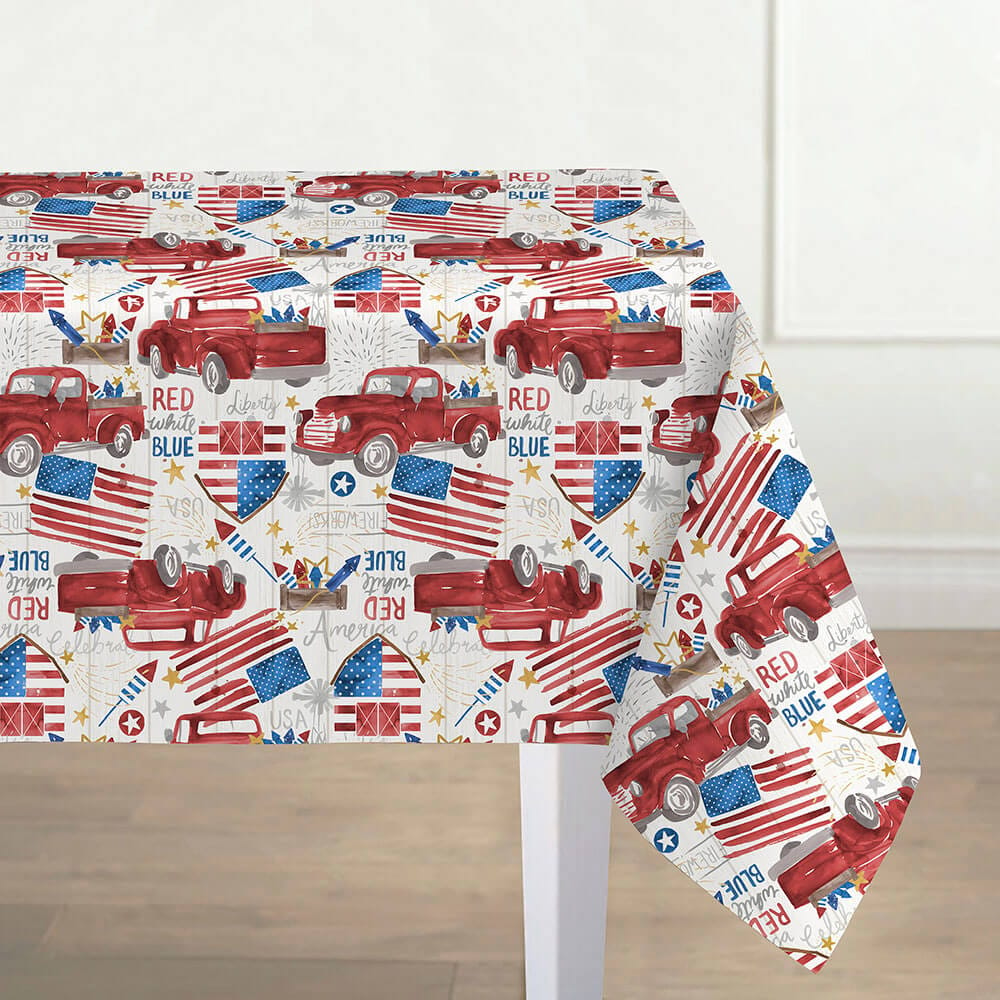 Americana Vinyl Tablecloth with Flannel Backing