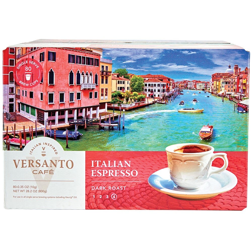 Versanto Cafe Italian Espresso Dark Roast Coffee, 80 Count