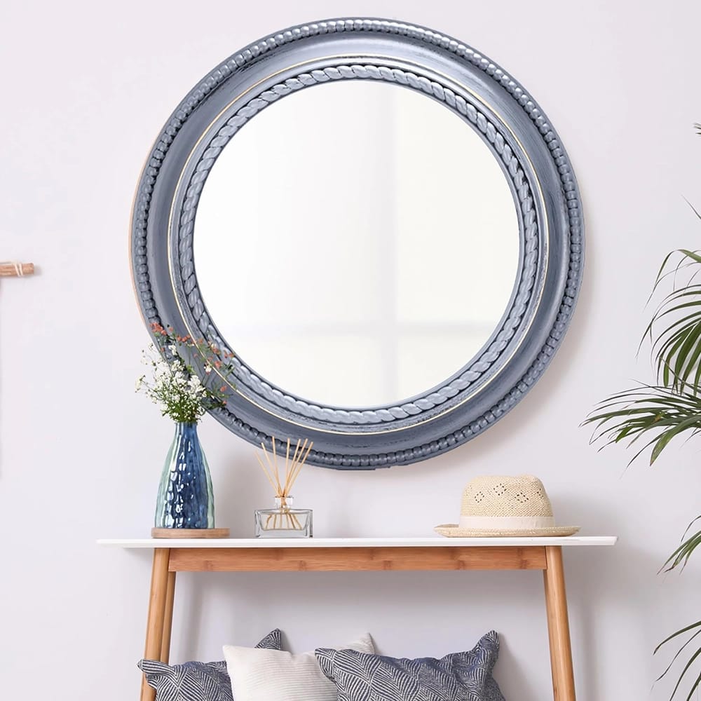 Hamilton Hills 20" Rustic Round Mirror, Gray