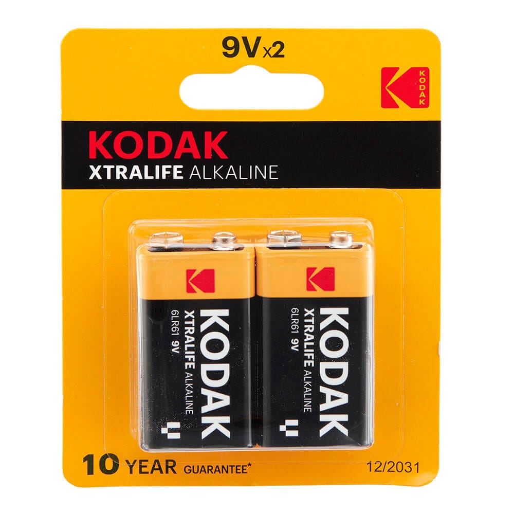 Kodak Xtralife Alkaline 9V Batteries, 2 Count