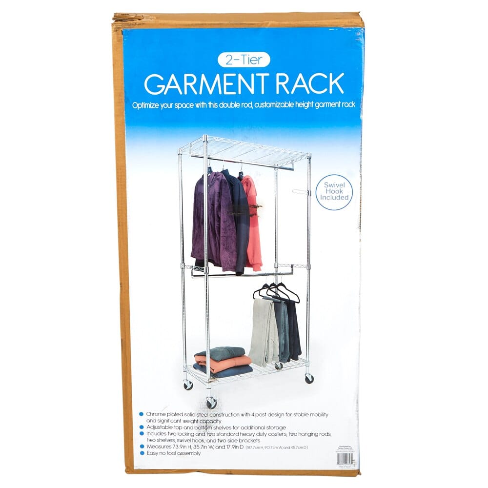 2-Tier Rolling Garment Rack