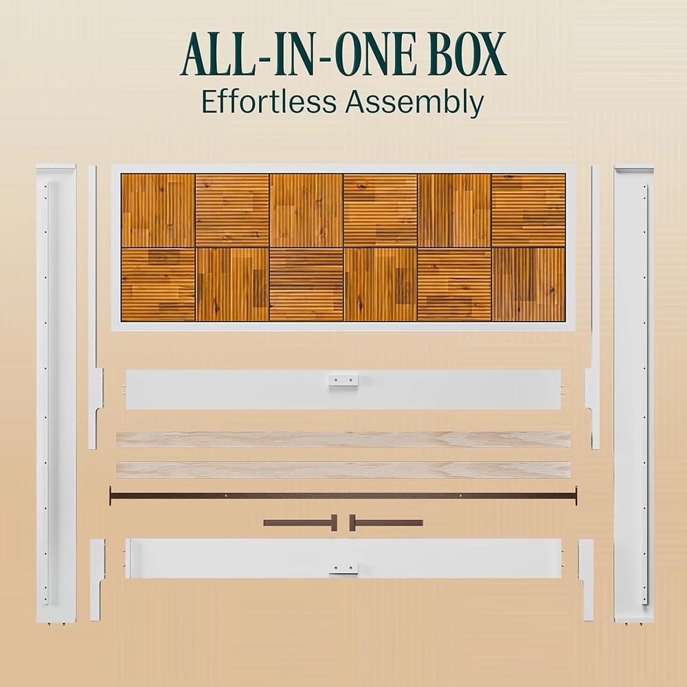 Bme Mid-Century Geometric Bed Frame and Headboard, King