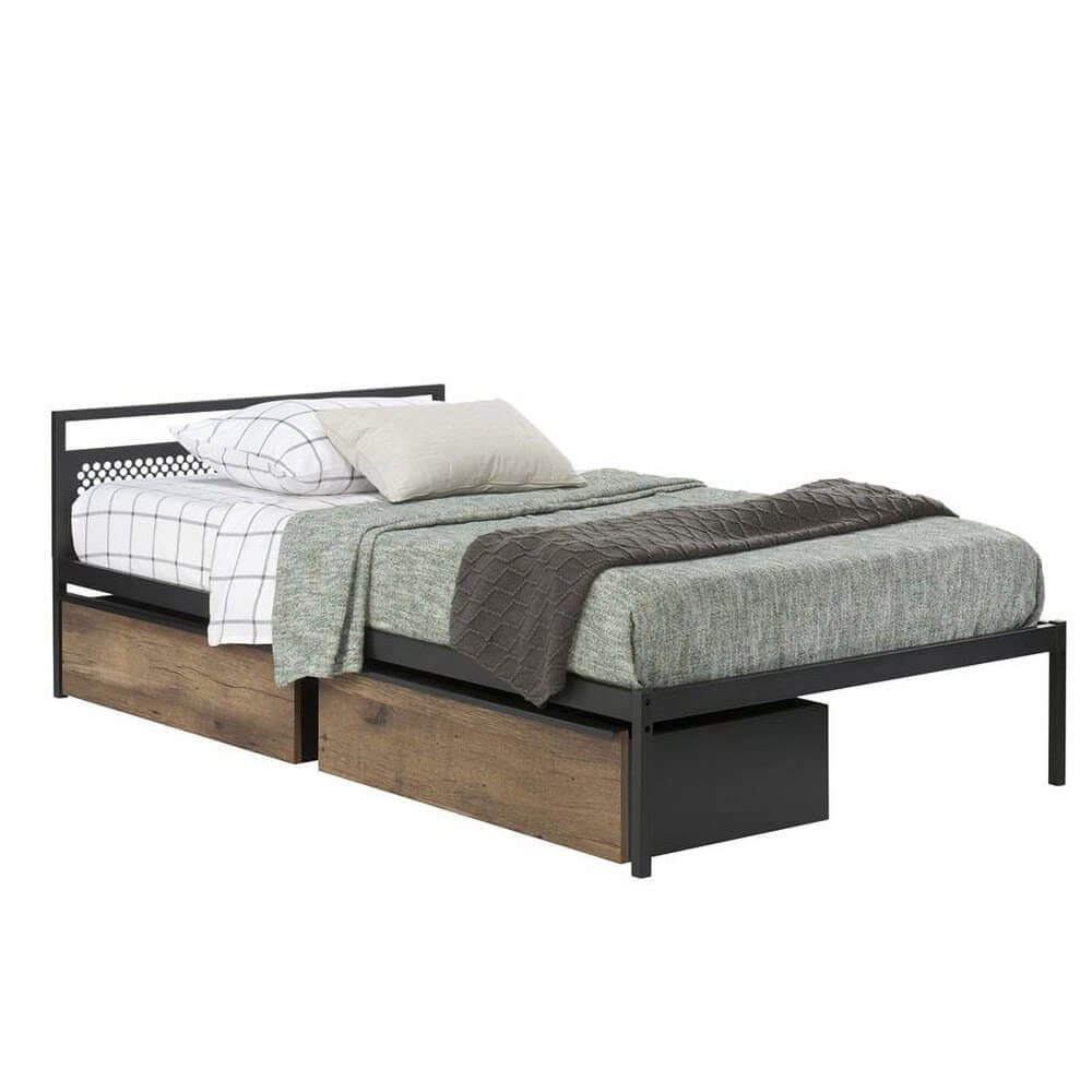 Sauder Boulevard Cafe Twin Mate's Bed with Drawers, Black/Vintage Oak