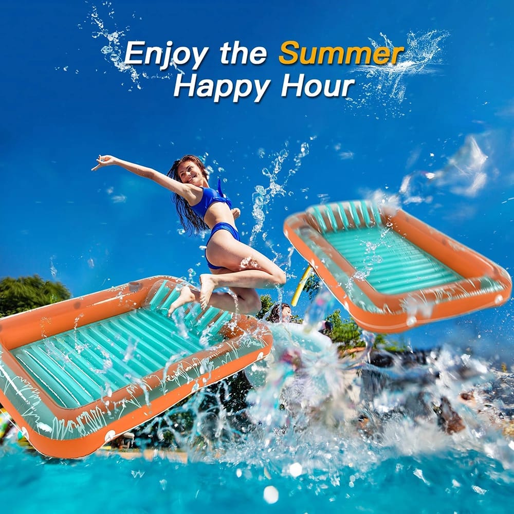 Sunrio 80" x 58" Inflatable Pool Lounger Float, Orange