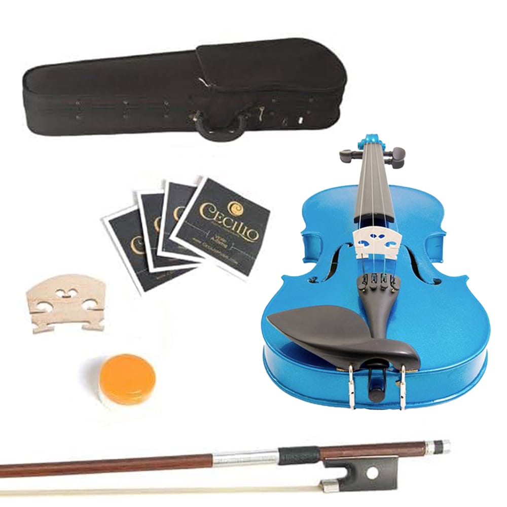 Mendini 16" Solid Wood Viola, Blue