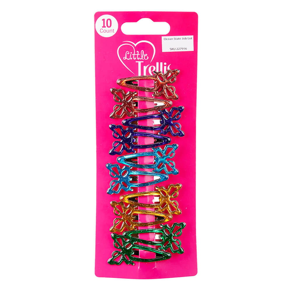 Little Trellis Assorted Decorative Hair Snap Clips, 10 Count